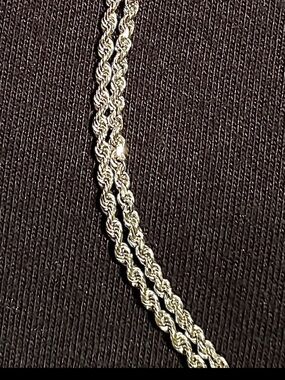Diamond-Cut White Gold Rope Chain Necklace for Men - IceBox 22in 2.5mm Chain